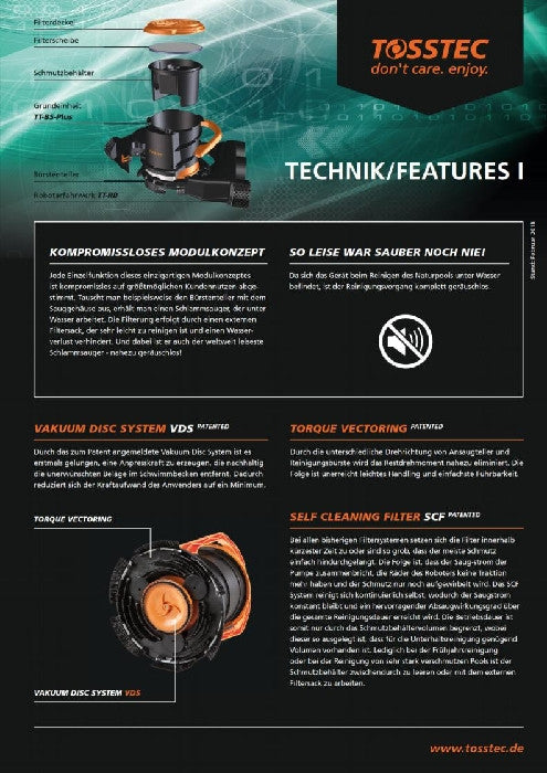 TOSSTEC Prospekt zu Technik und Features
