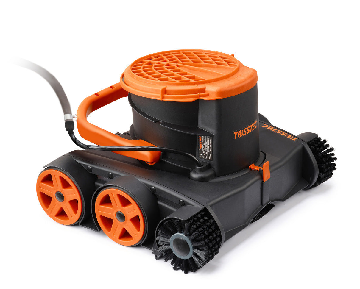 Der TOSSTEC Biopoolroboter TT-RB rechte Seite mit Typschild